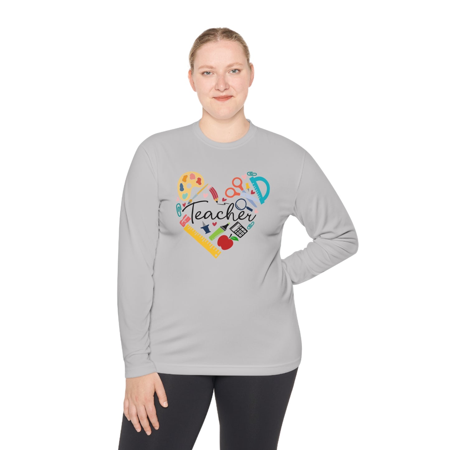 Teacher Supply Heart Adult Long Sleeve Tee