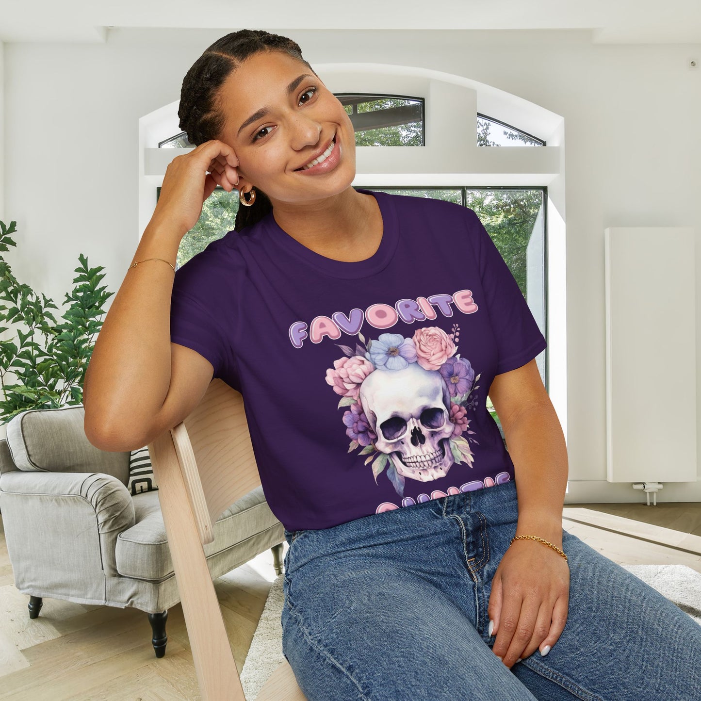 Favorite Auntie Skull Purple/Pink Adult T-shirt