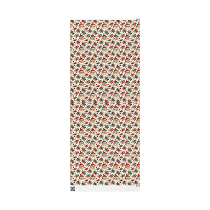 Festive Santa & Holly Blooms Wrapping Paper