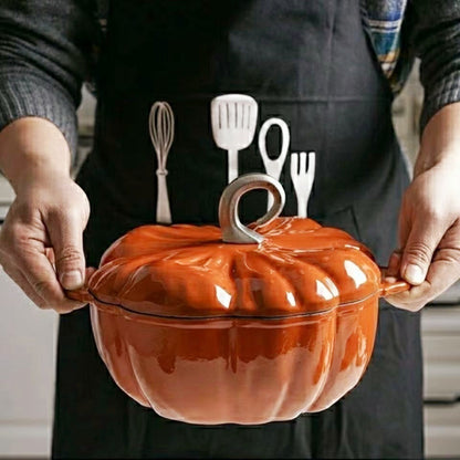 Pumpkin Shaped Cast Iron Enamel-coated Pot