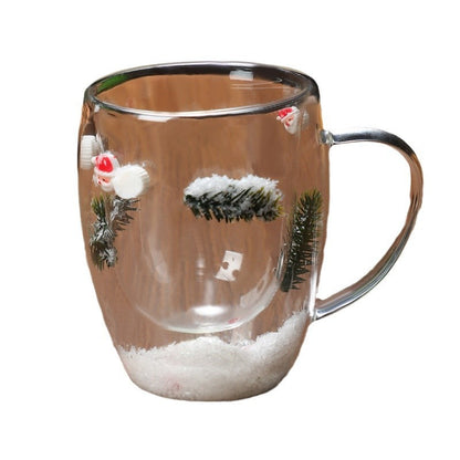Christmas Double-Layer Glass Mugs