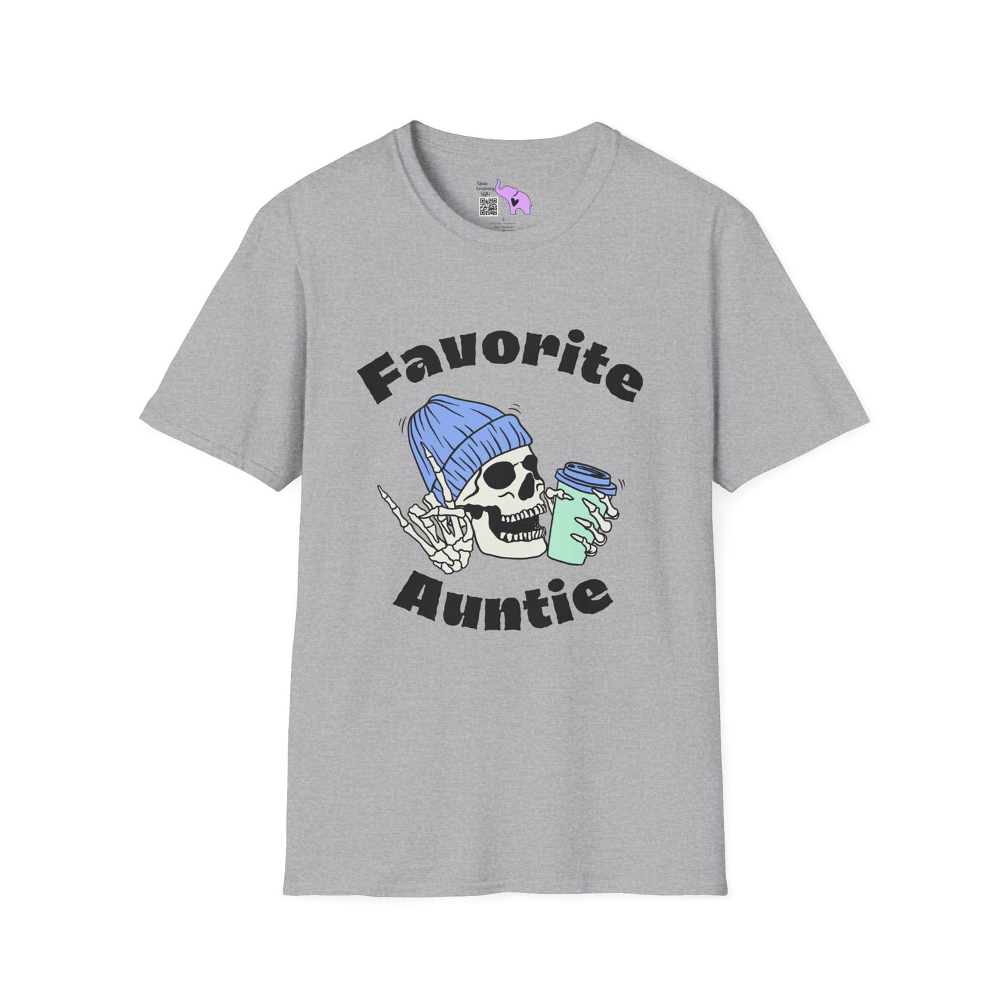 Favorite Auntie Skull Green/Blue Adult T-shirt