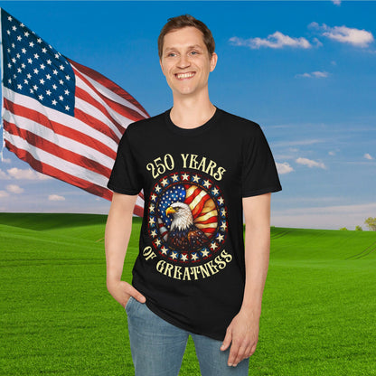 250 Years of Greatness (Stained Glass Eagle) Adult T-shirt