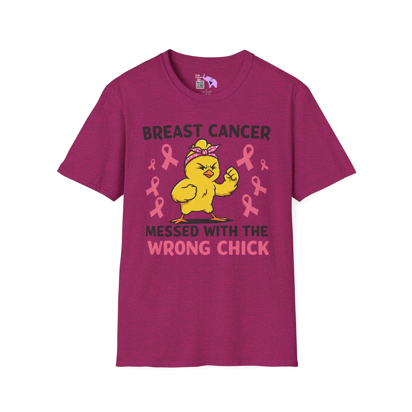 Breast Cancer Messed With The Wrong Chick Adult Unisex Tshirt