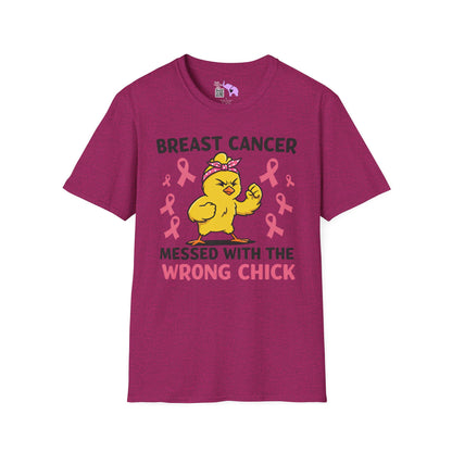 Breast Cancer Messed With The Wrong Chick Adult Unisex Tshirt