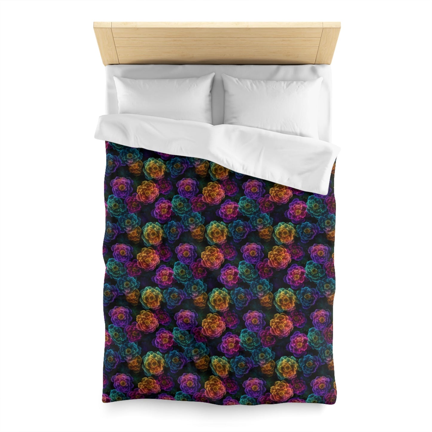 Neon Whisper Blooms Microfiber Duvet Cover