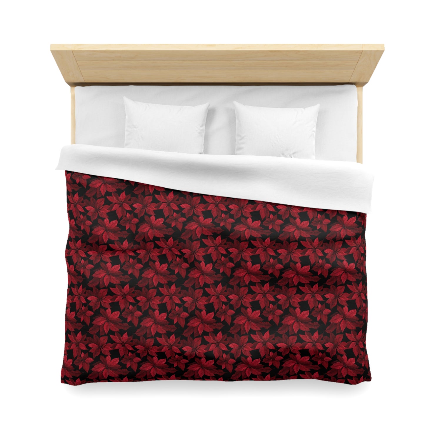 Midnight Poinsettia Garden Microfiber Duvet Cover