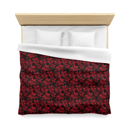 Midnight Poinsettia Garden Microfiber Duvet Cover