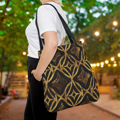 Golden Star Lattice Canvas Tote Bag