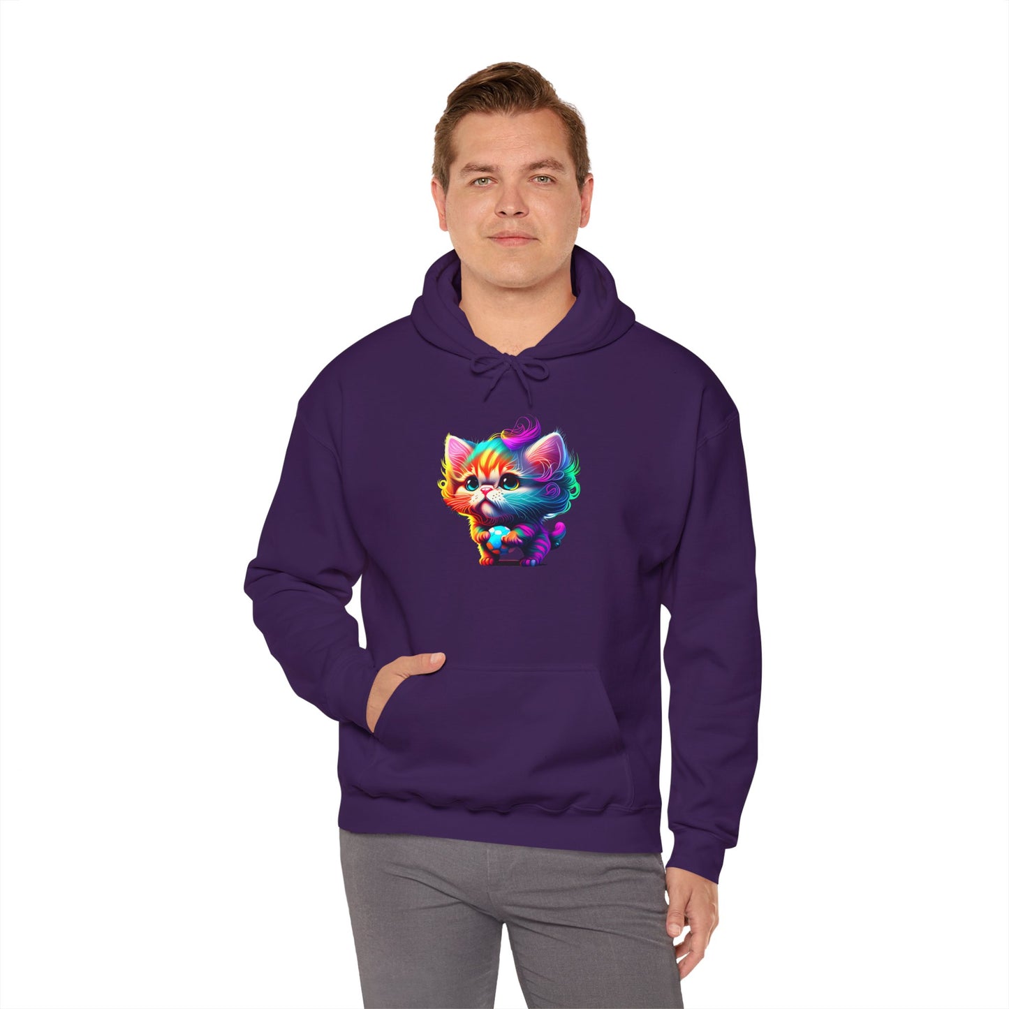 Cute Colorful Kitten Heavy Blend™ Hooded Sweatshirt