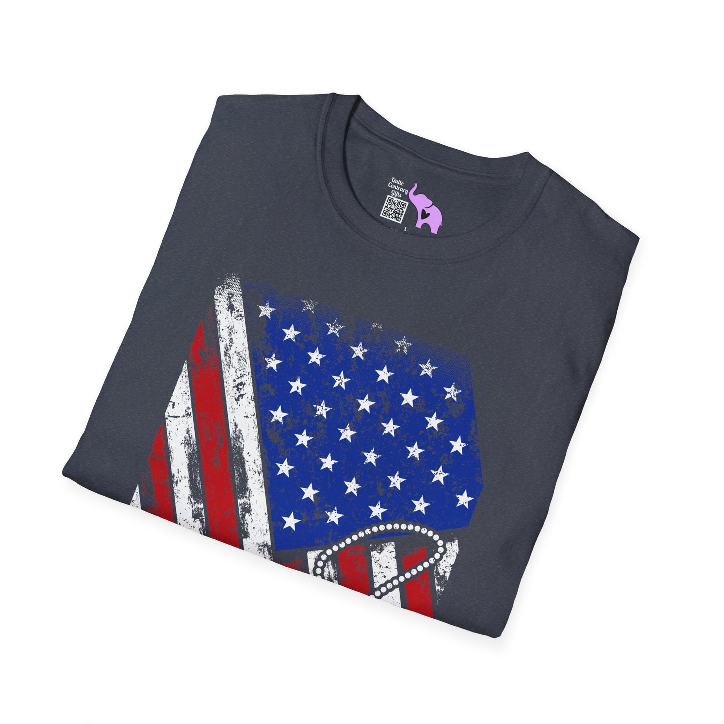 Distressed American Flag w/Dog Tags Adult T-Shirt