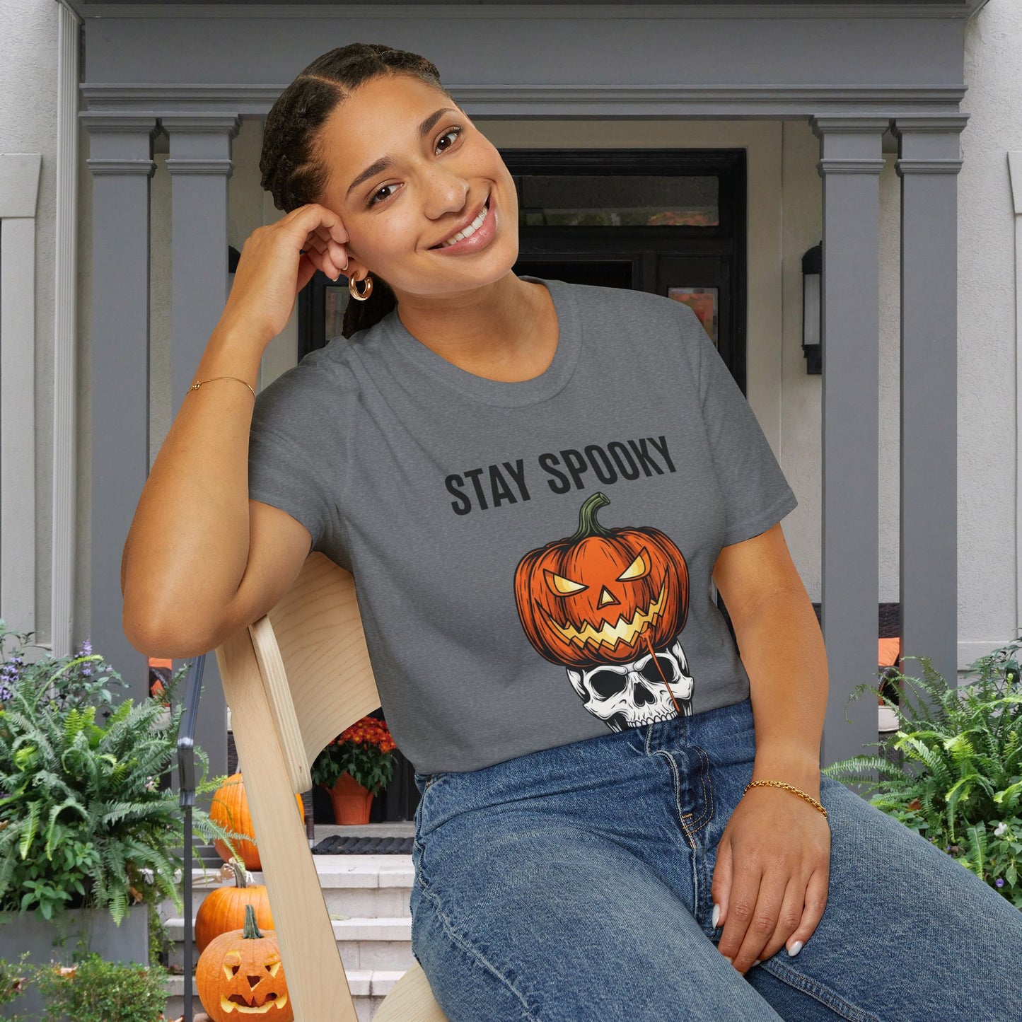 Stay Spooky (Pumpkin/Skull) Adult T-shirt