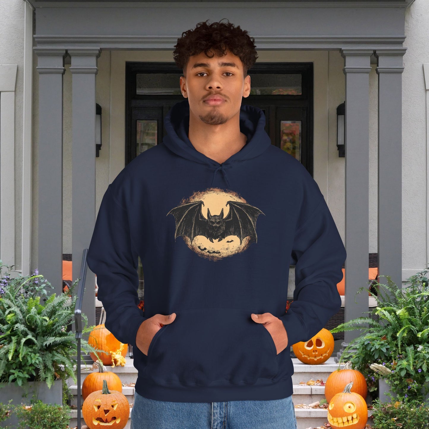 Bat Over Moon Heavy Blend™ Hooded Sweatshirt