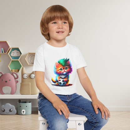 Cute Colorful Kitten w/Soccer Ball Heavy Cotton™ Toddler T-shirt