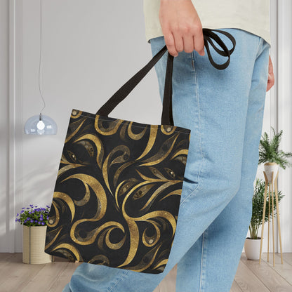 Golden Noir Swirl Canvas Tote Bag