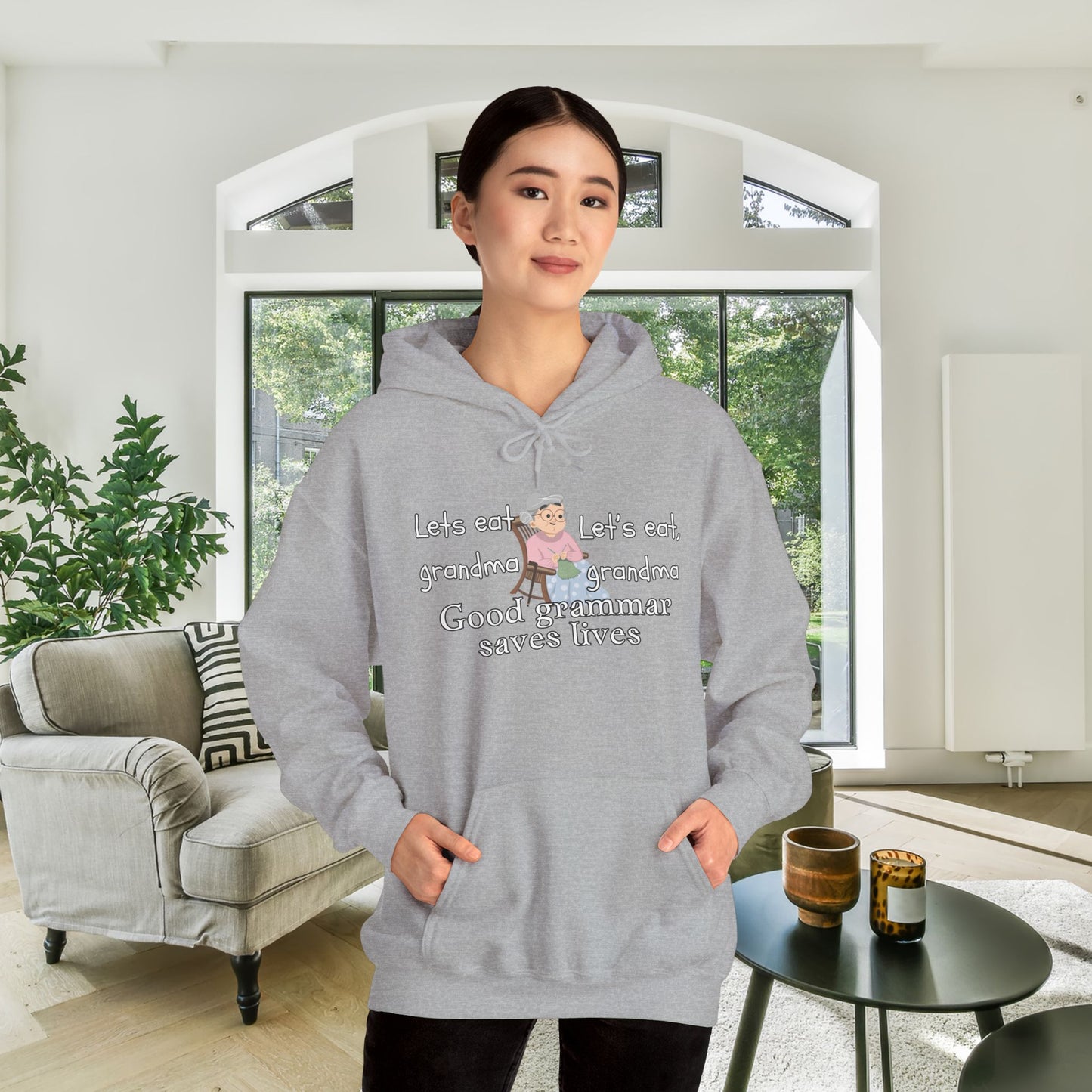 Let's Eat, Grandma Grammar Saves Lives Heavy Blend™ Hooded Sweatshirt