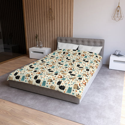Whiskered Wonders Microfiber Duvet Cover