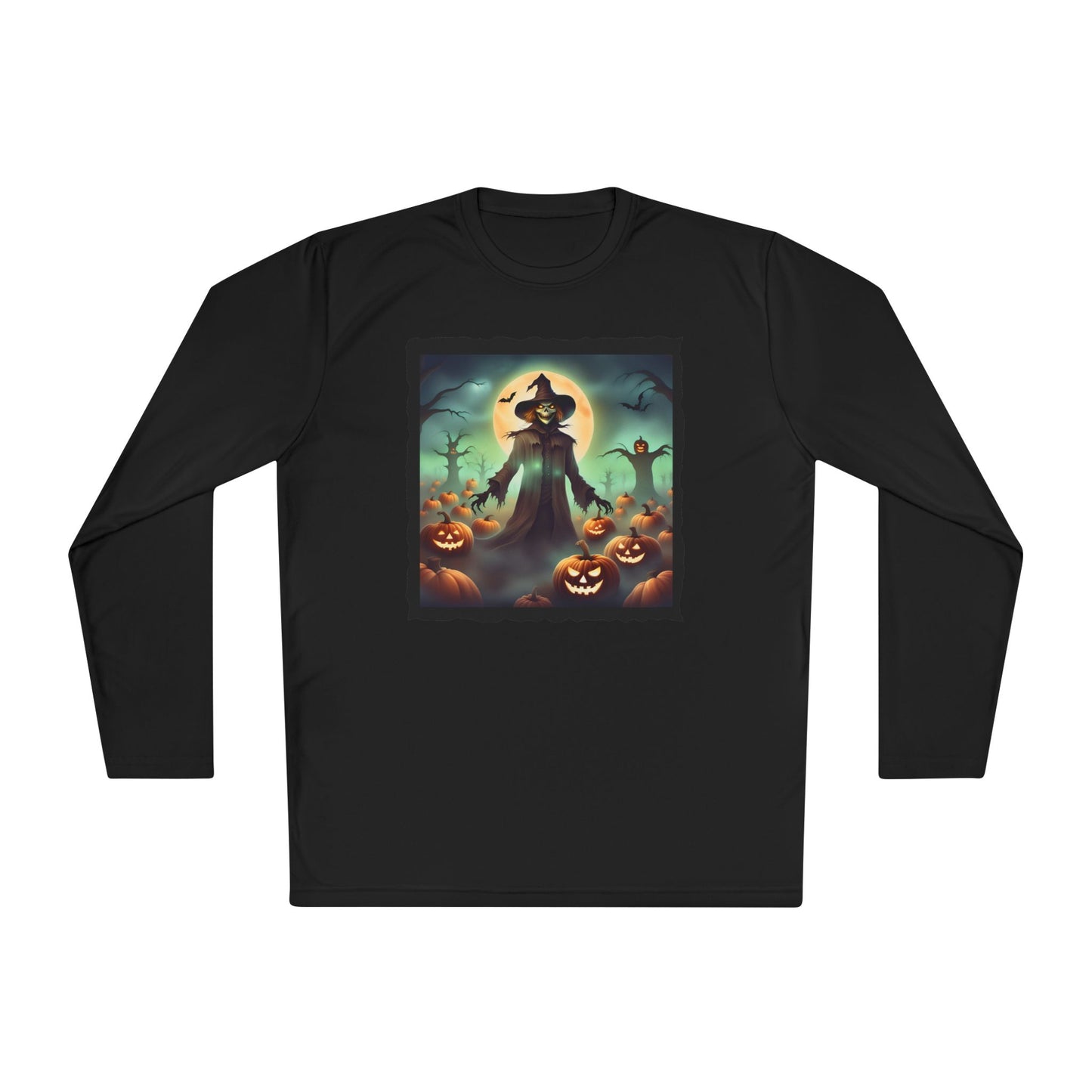 Halloween Scarecrow w/Pumpkins 4 Adult Long Sleeve Tee
