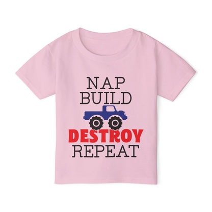 Nap Build Destroy Repeat Heavy Cotton™ Toddler T-shirt