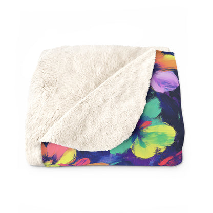 Watercolor Flowers Sherpa Fleece Blanket