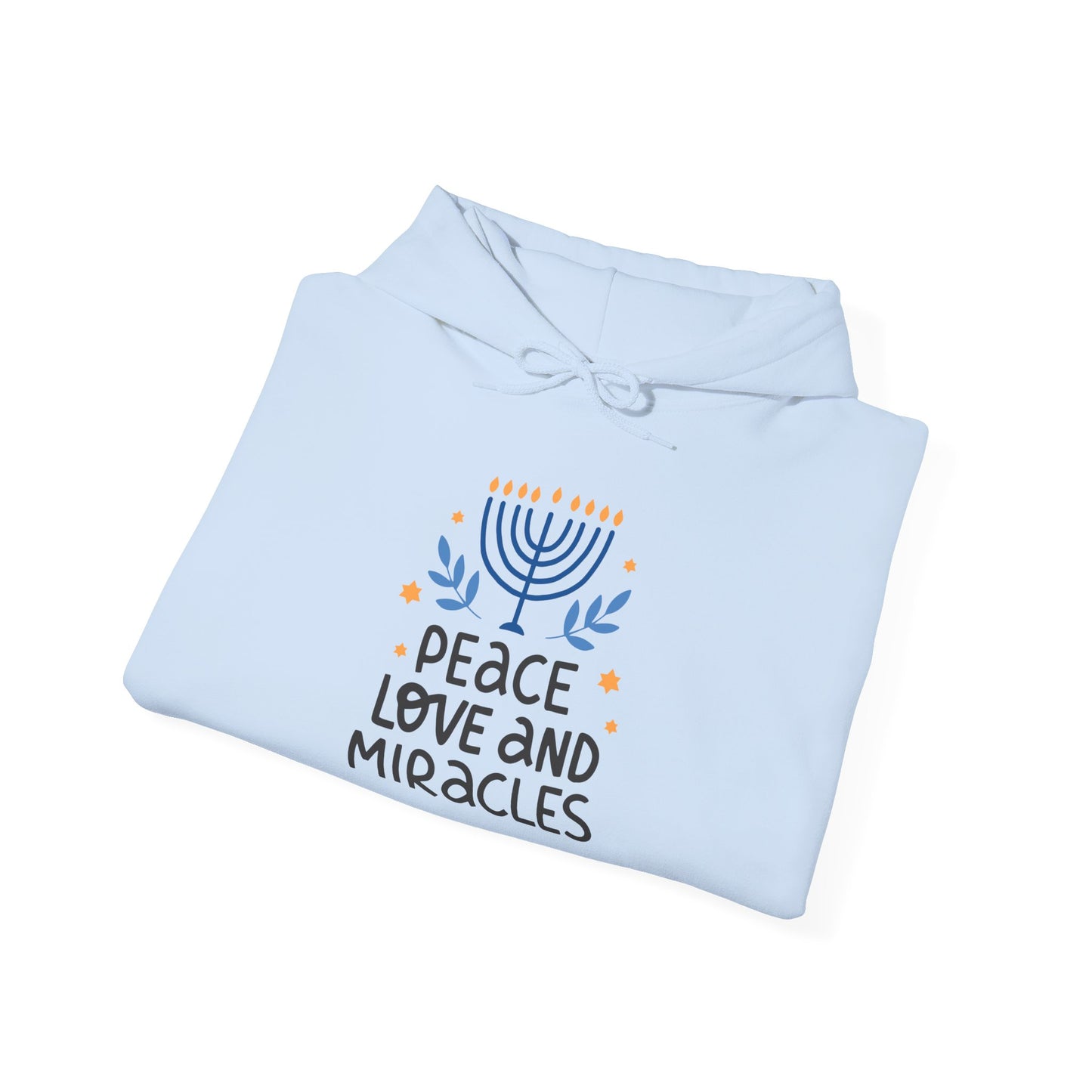 Hanukkah Peace Love & Miracles 1 Heavy Blend™ Hooded Sweatshirt