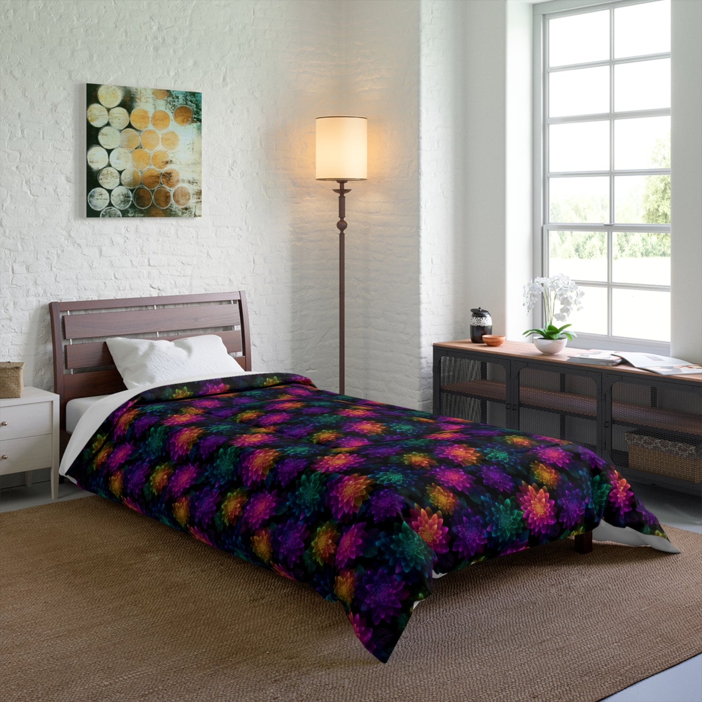 Neon Lotus Blooms Basic Bedding Set