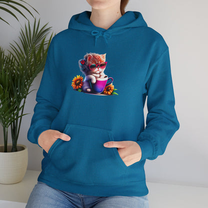 Cool Sunflower Kitten Heavy Blend™ Hooded Sweatshirt