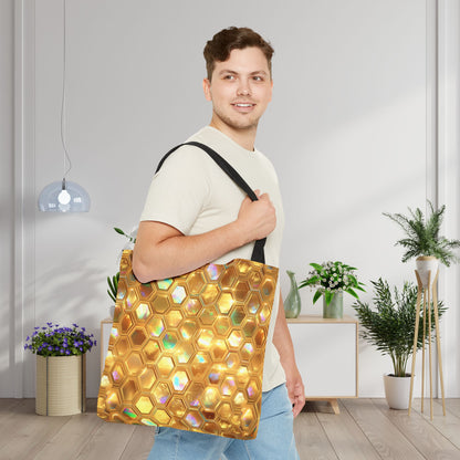 Golden Prism Grid Canvas Tote Bag