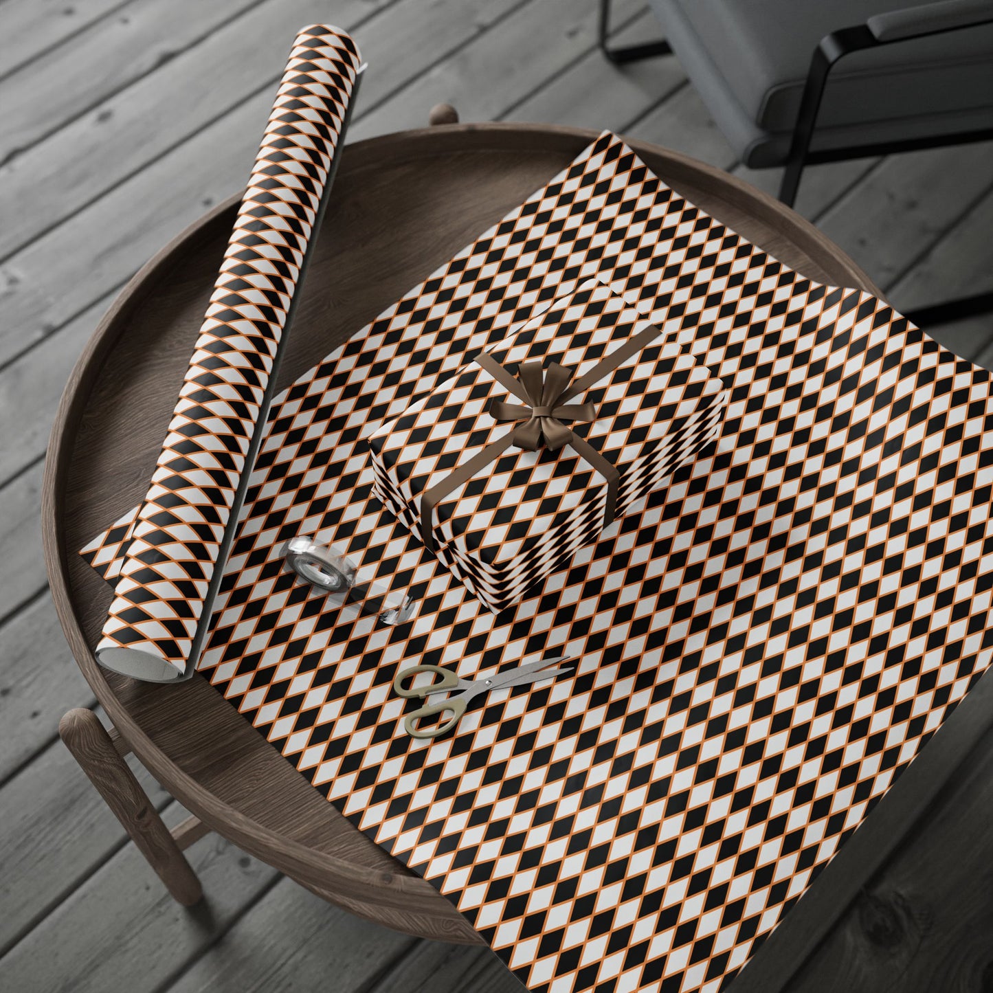 Midnight Ember Harlequin Wrapping Paper