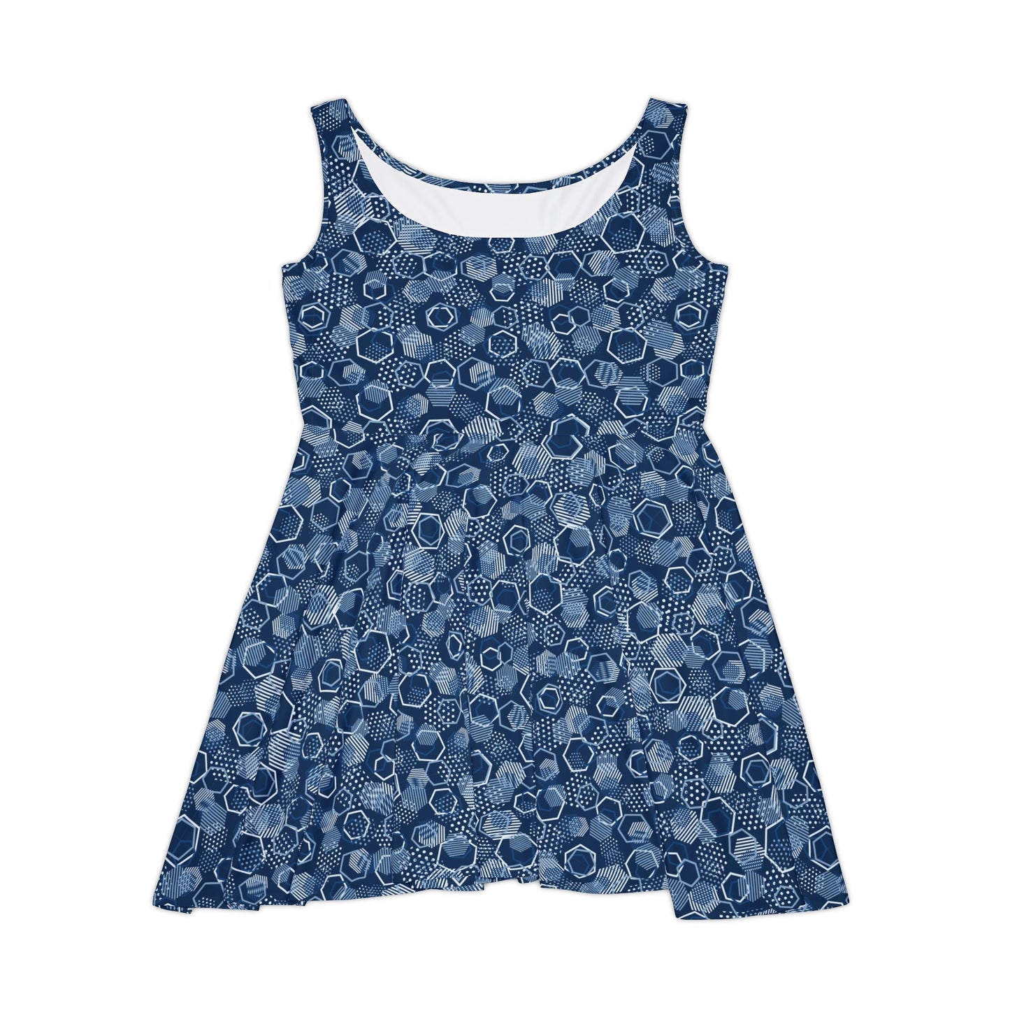 Blue Hexagons Women's Skater Dress