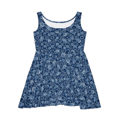 Blue Hexagons Women's Skater Dress