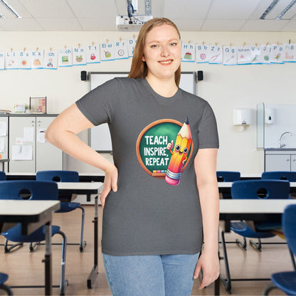 Teach Inspire Repeat Adult T-shirt