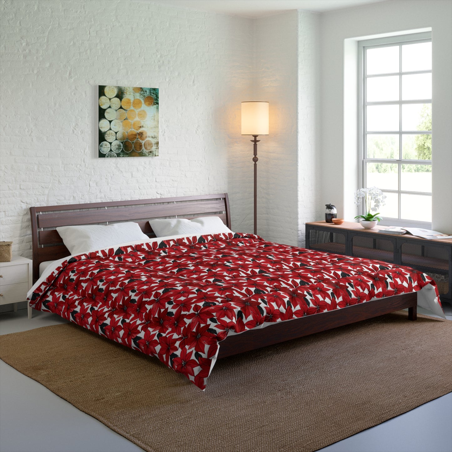 Inked Poinsettias Sketch Comforter