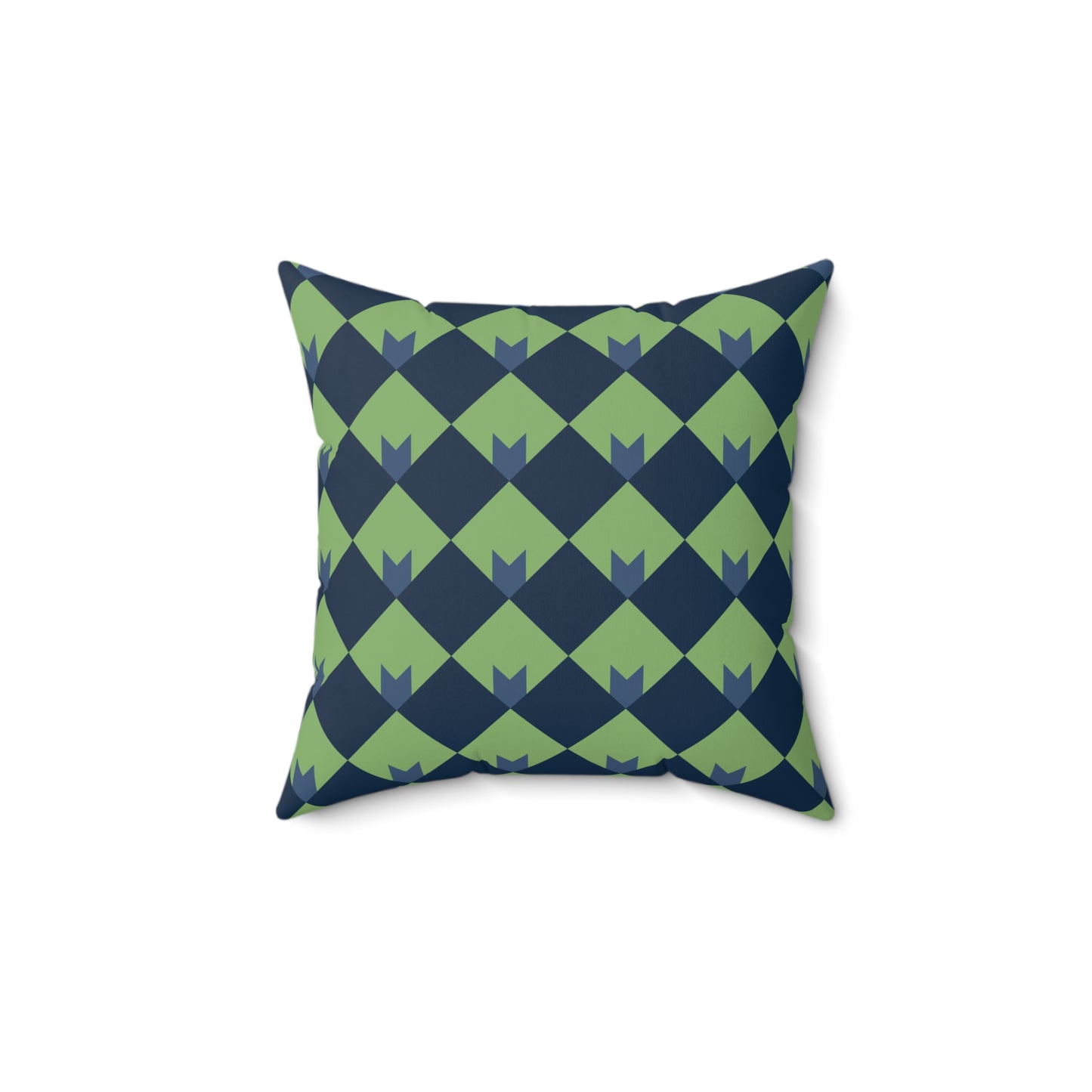 Diamond Bloom-Sage & Navy Throw Pillow
