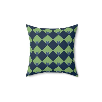 Diamond Bloom-Sage & Navy Throw Pillow
