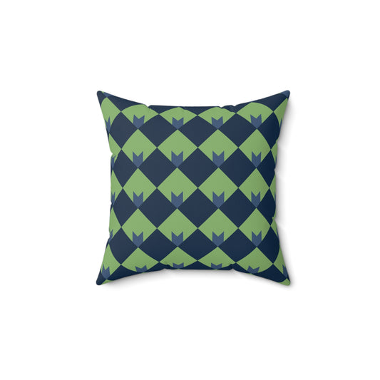 Diamond Bloom-Sage & Navy Throw Pillow