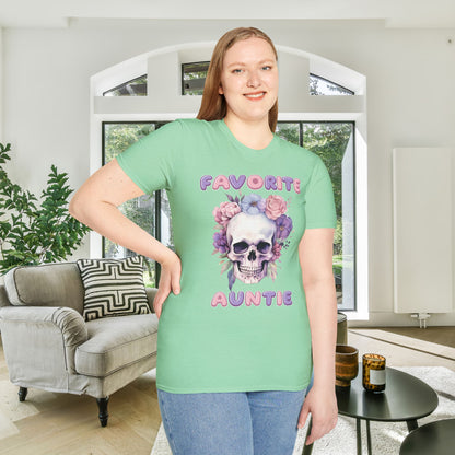 Favorite Auntie Skull Purple/Pink Adult T-shirt