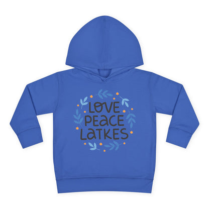 Hanukkah Love Peace Latkes Toddler Pullover Fleece Hoodie