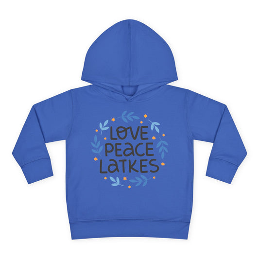 Hanukkah Love Peace Latkes Toddler Pullover Fleece Hoodie