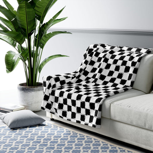 Distorted Check Fleece Blanket