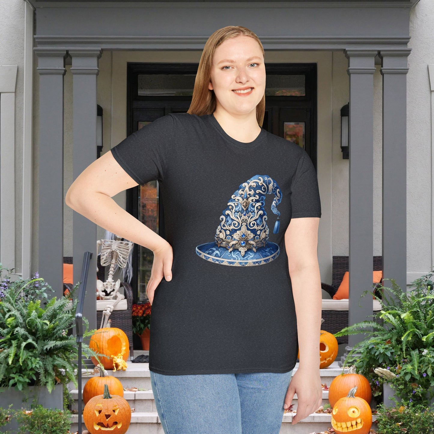 Blue & Silver Witch Hat Adult Unisex Tshirt