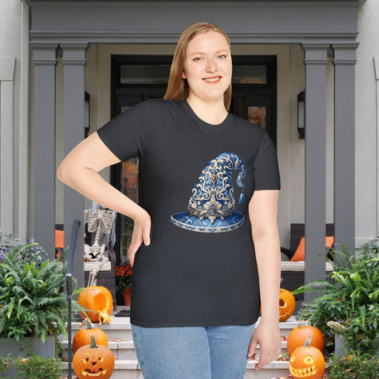 Blue & Silver Witch Hat Adult Unisex Tshirt