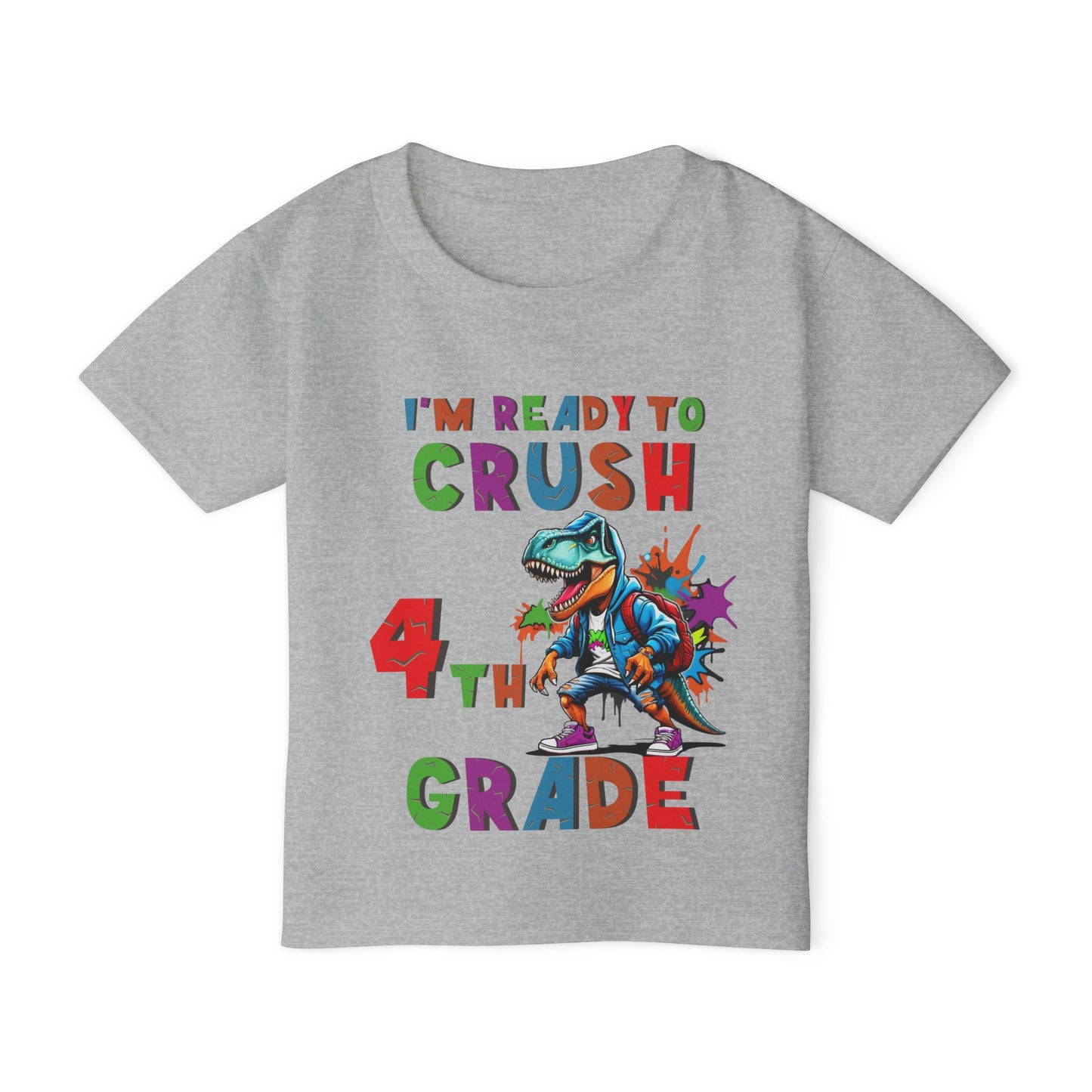 I'm Ready to CRUSH 4th Grade Dinosaur Heavy Cotton™ Toddler T-shirt