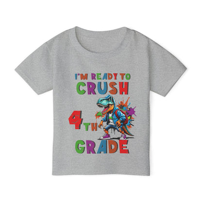 I'm Ready to CRUSH 4th Grade Dinosaur Heavy Cotton™ Toddler T-shirt