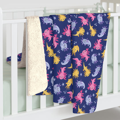 Axolotl Lagoon Sherpa Fleece Blanket