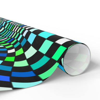 Warped Green Checkered Wrapping Paper