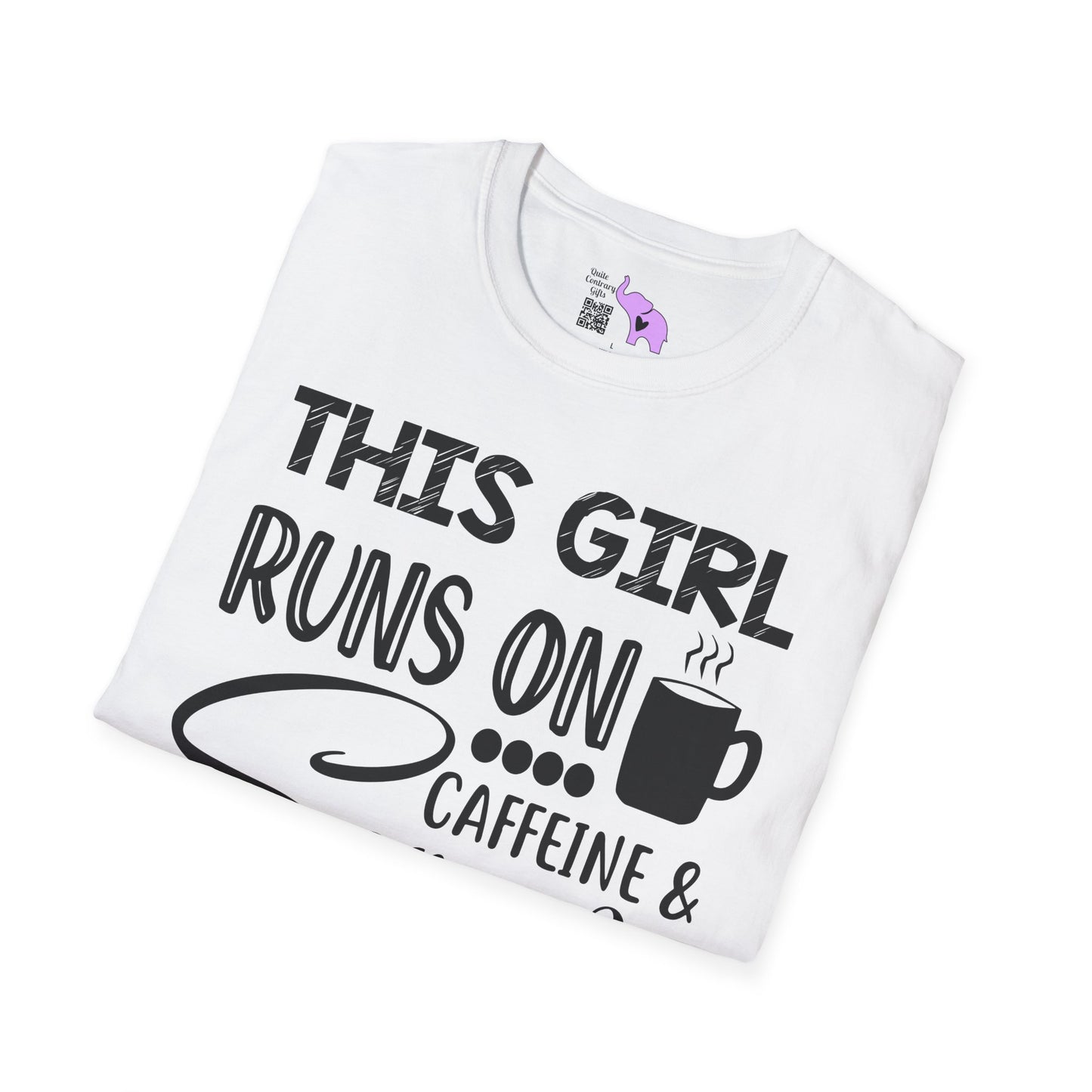 This Girl Runs On Coffee And Sarcasm Adult T-shirt