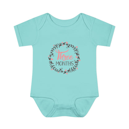 Pink Milestone Wreath Onesie-Three Months