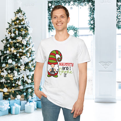 Naughty and I Gnome It Adult T-shirt