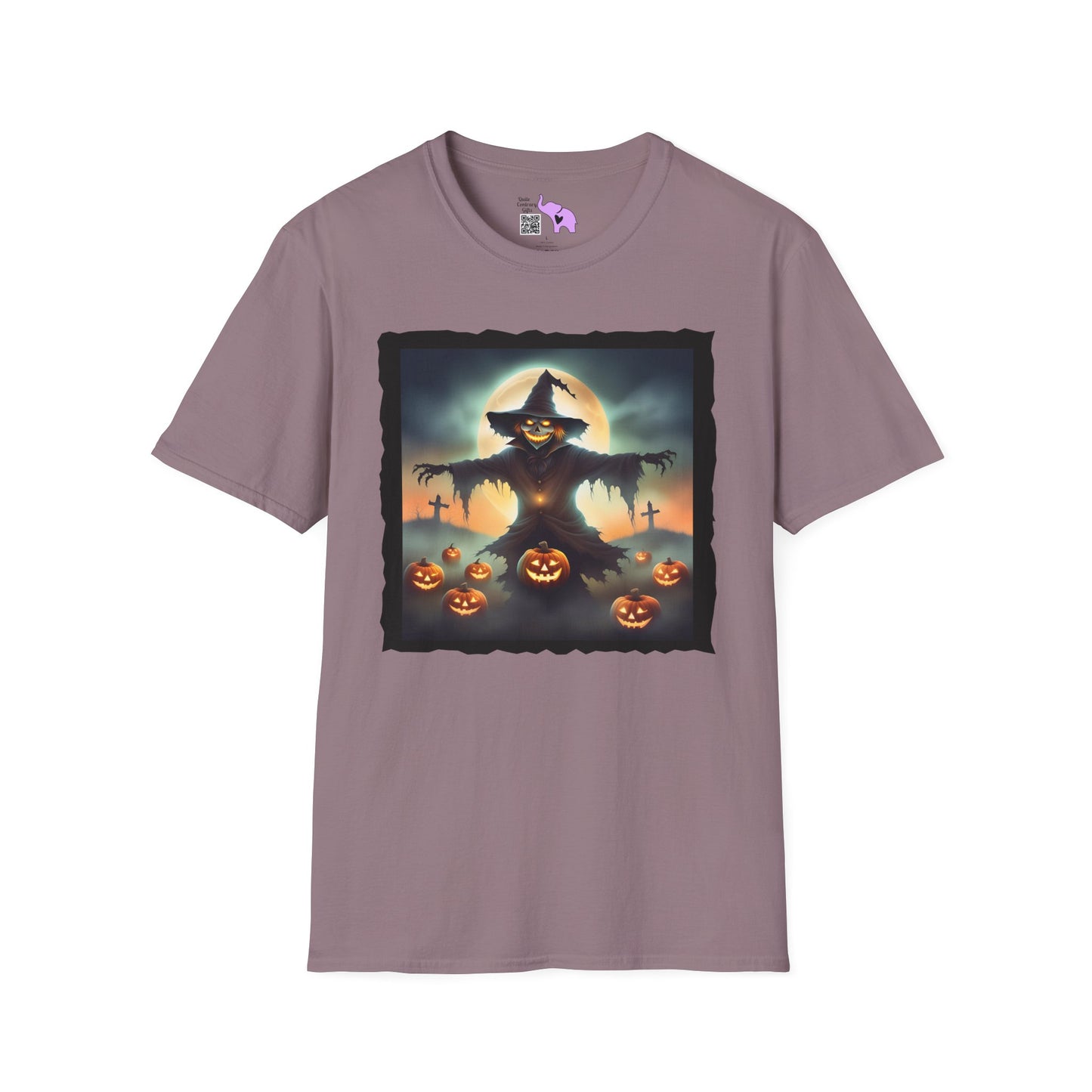 Halloween Scarecrow w/Pumpkins 2 Adult T-shirt